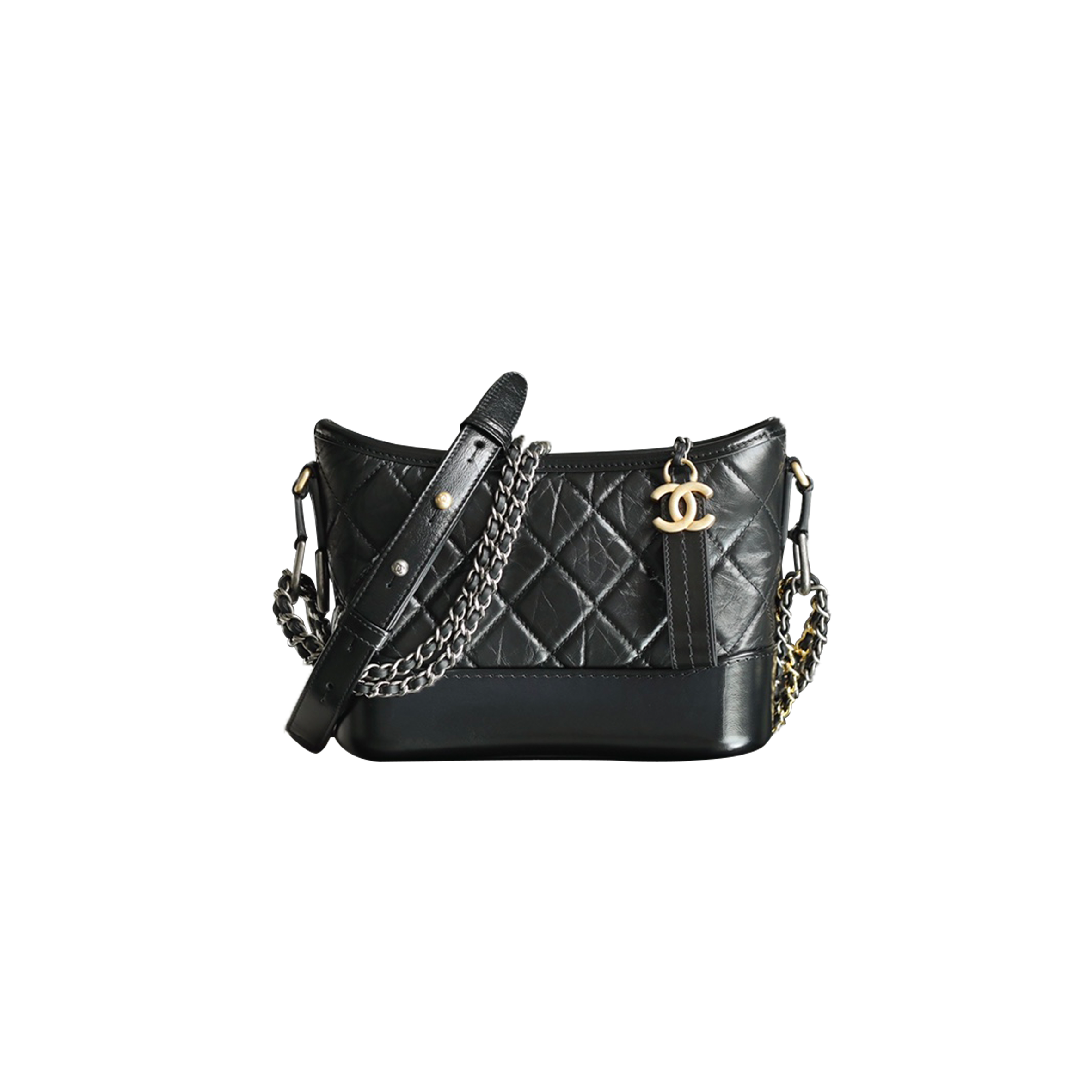 CHANEL CALFSKIN QUILTED SMALL GABRIELLE HOBO BLACK AS1521 (20*15*8cm)